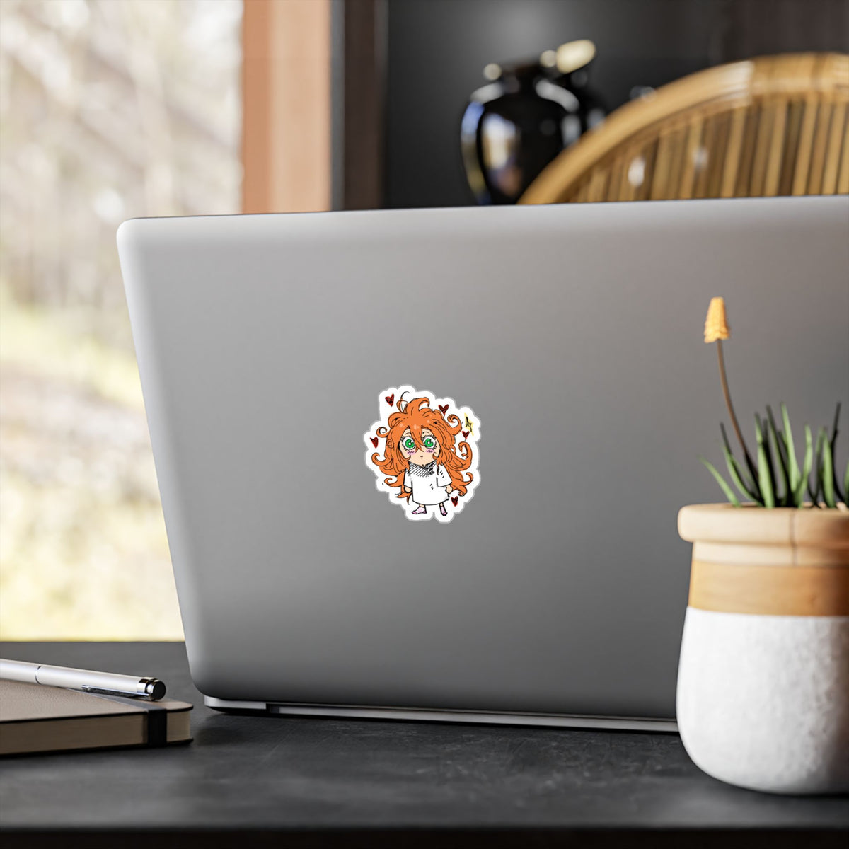 Fluffy Red-Haired Chibi Girl Sticker by ; in3e sketch  | Kiss-Cut Vinyl Decal