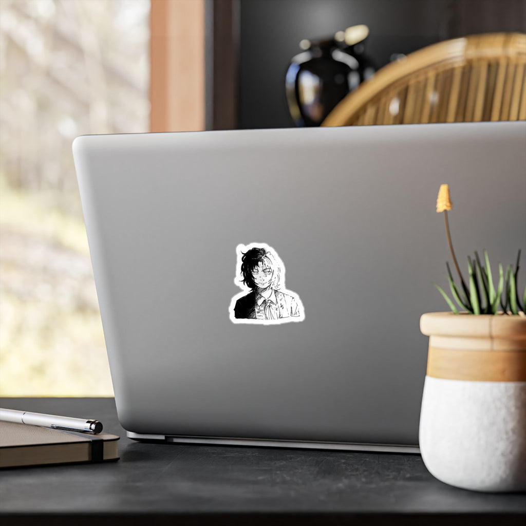 Anime Split-Face Character fanart by; in3e sketch Kiss-Cut Vinyl Sticker