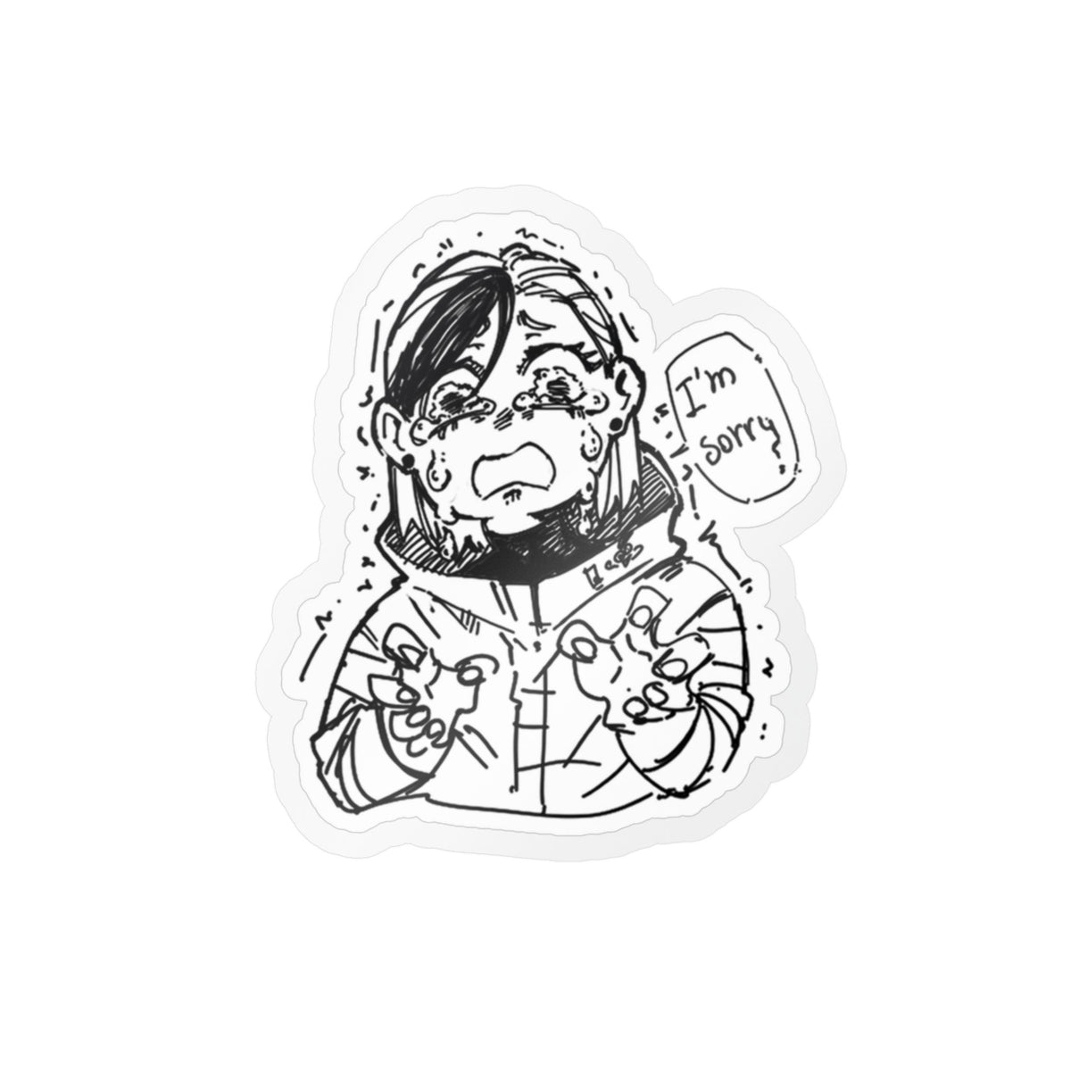 Apologetic Character Sticker by; in3e sketch — 'I'm Sorry'  Kiss-Cut Vinyl Decal
