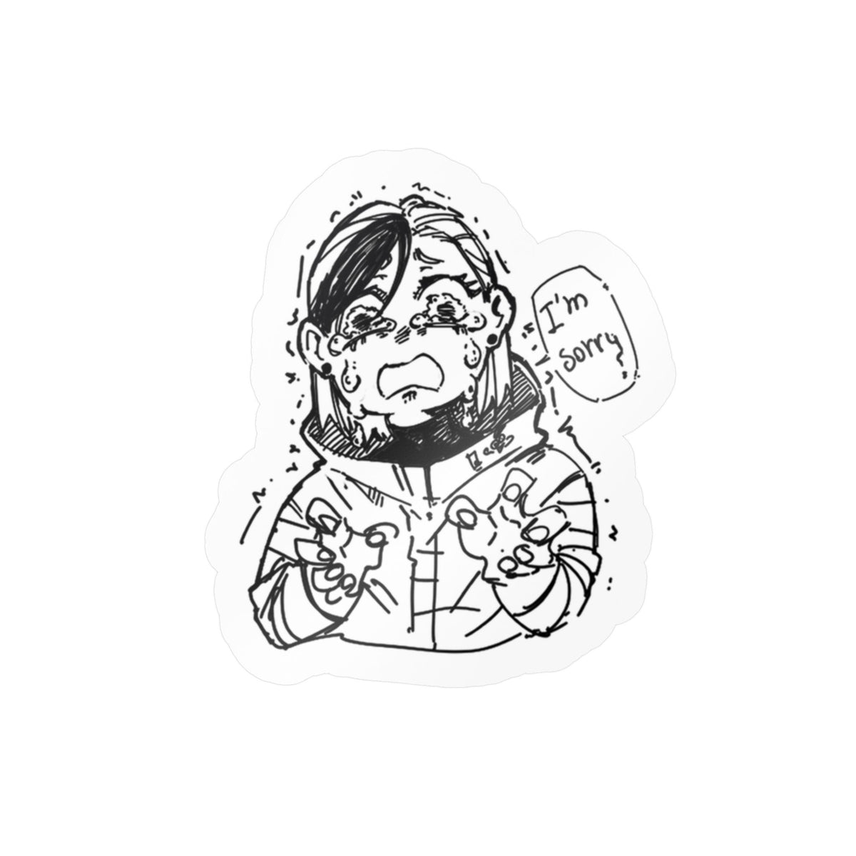 Apologetic Character Sticker by; in3e sketch — 'I'm Sorry'  Kiss-Cut Vinyl Decal