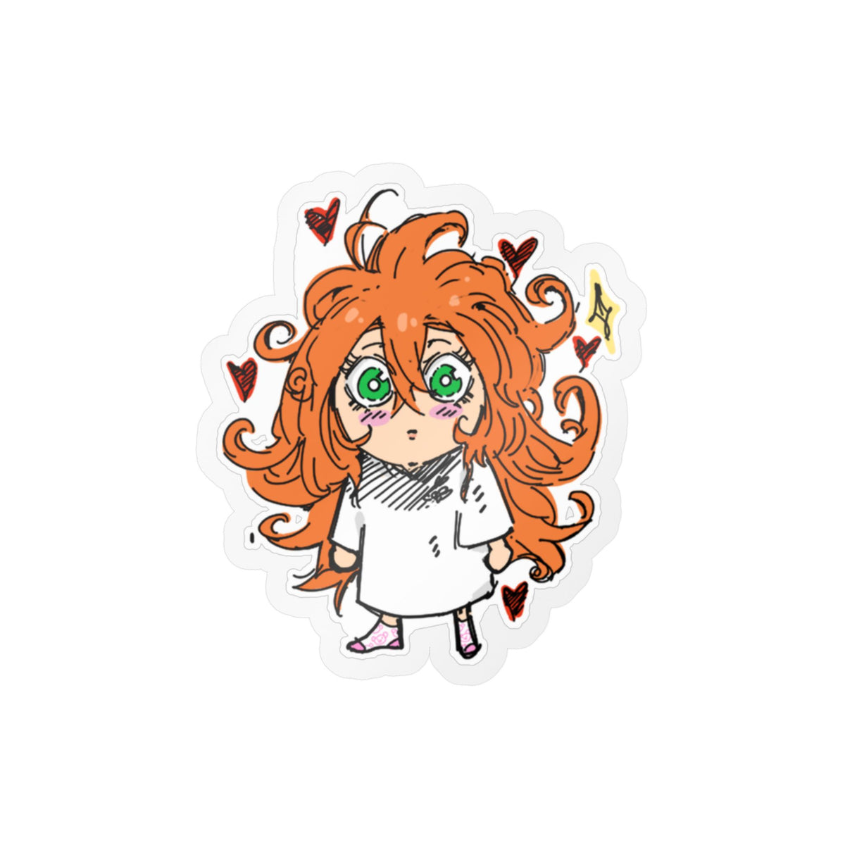 Fluffy Red-Haired Chibi Girl Sticker by ; in3e sketch  | Kiss-Cut Vinyl Decal