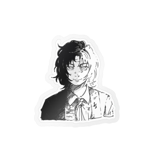 Anime Split-Face Character fanart by; in3e sketch Kiss-Cut Vinyl Sticker