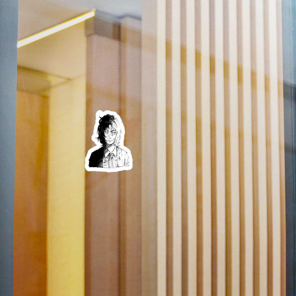 Anime Split-Face Character fanart by; in3e sketch Kiss-Cut Vinyl Sticker