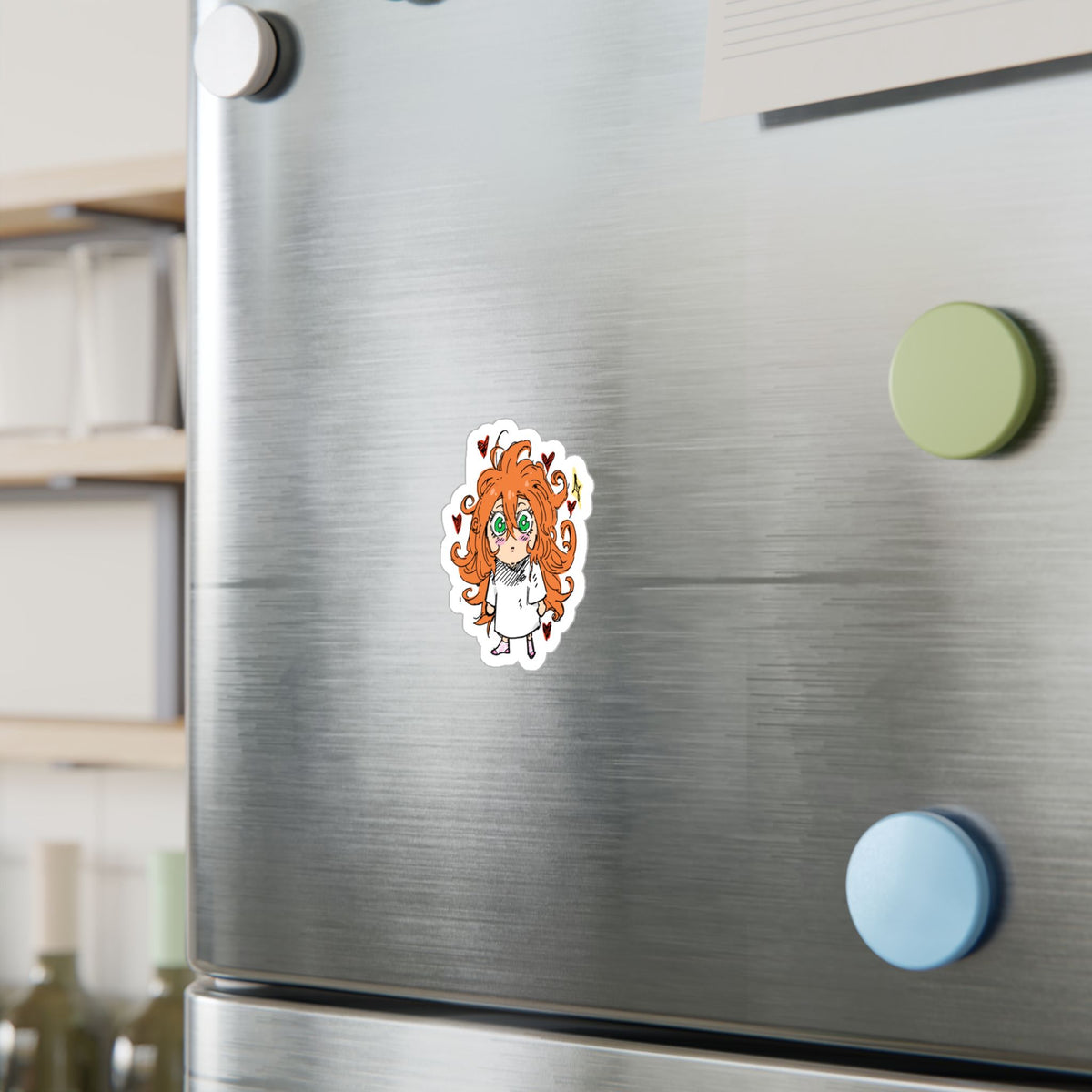 Fluffy Red-Haired Chibi Girl Sticker by ; in3e sketch  | Kiss-Cut Vinyl Decal