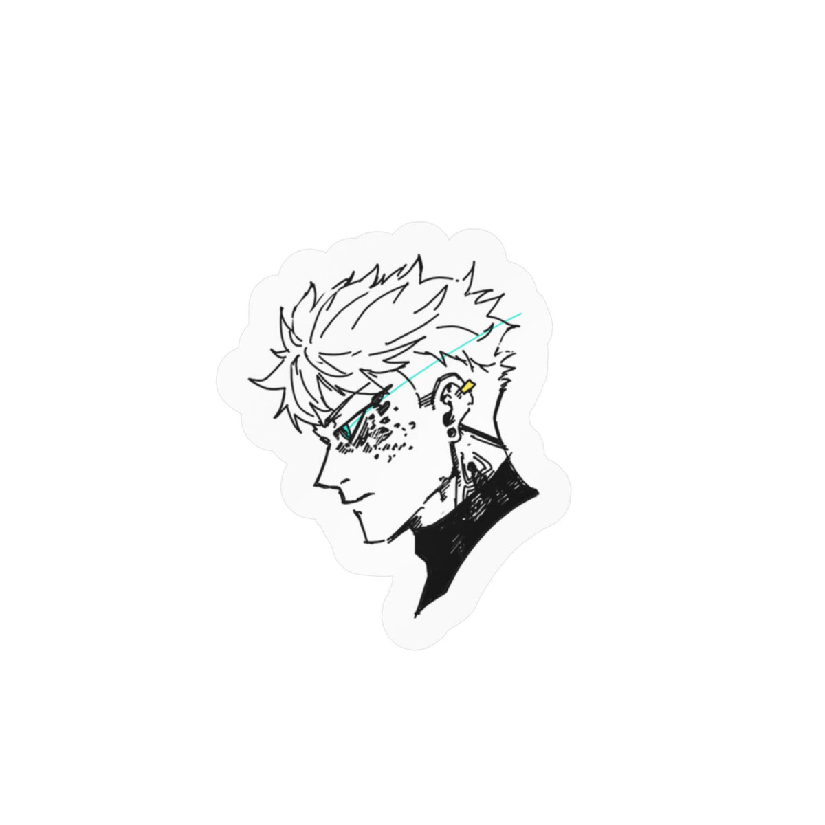 Anime Profile by; in3e sketch Kiss-Cut Vinyl Sticker — Stylized Headshot Decal for Laptops, Water Bottles & Windows