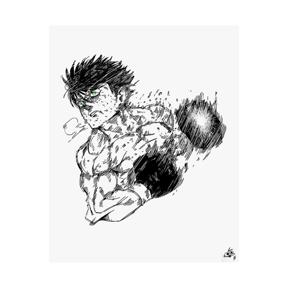 Ippo fanart by; in3e sketch Sketch Poster — Dynamic Illustration Matte Vertical Art