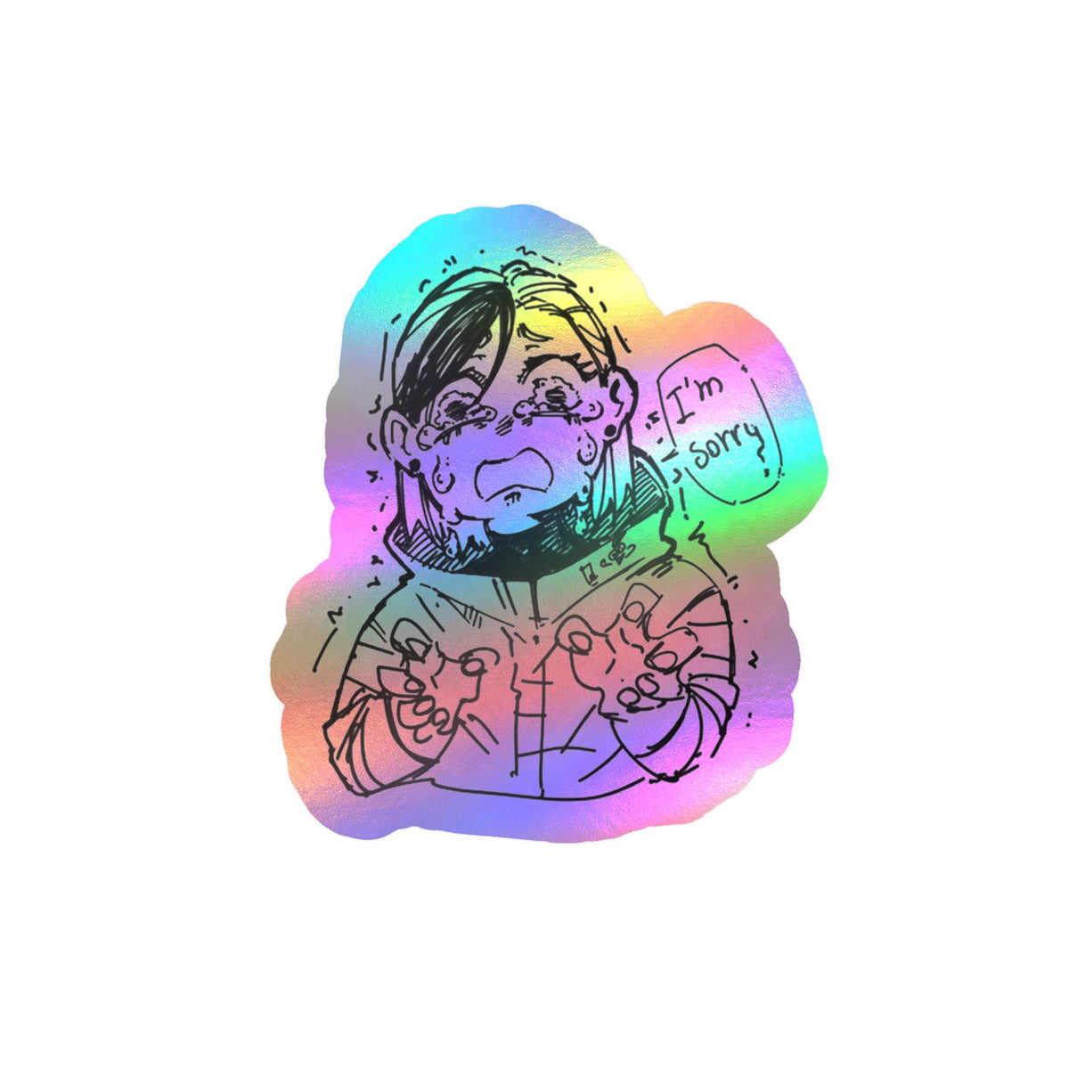 Apologetic Character Sticker by; in3e sketch — 'I'm Sorry'  Kiss-Cut Vinyl Decal
