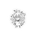 (Clear)Fluffy Red-Haired Chibi Girl Sticker by ; in3e sketch  | Kiss-Cut Vinyl Decal