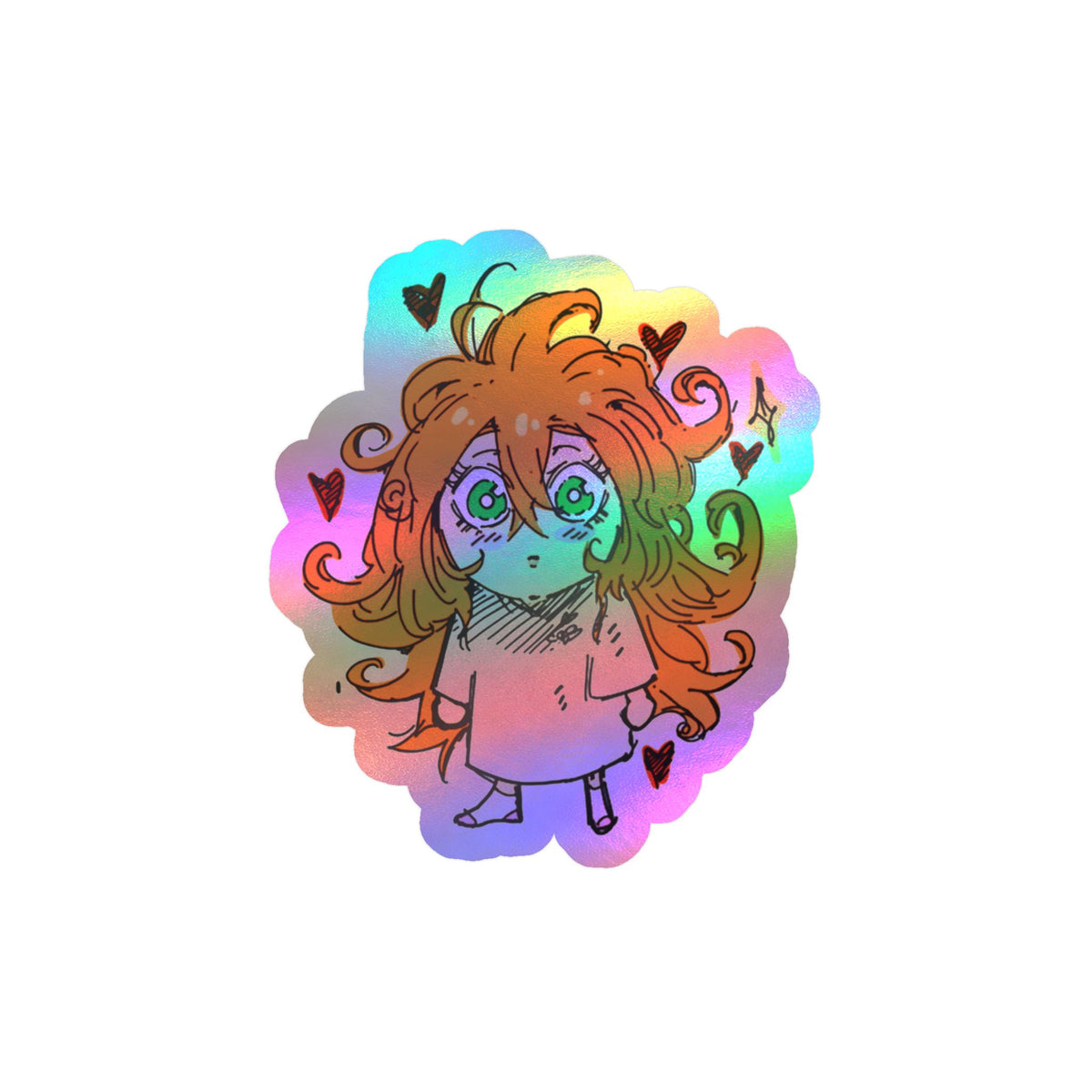Fluffy Red-Haired Chibi Girl Sticker by ; in3e sketch  | Kiss-Cut Vinyl Decal