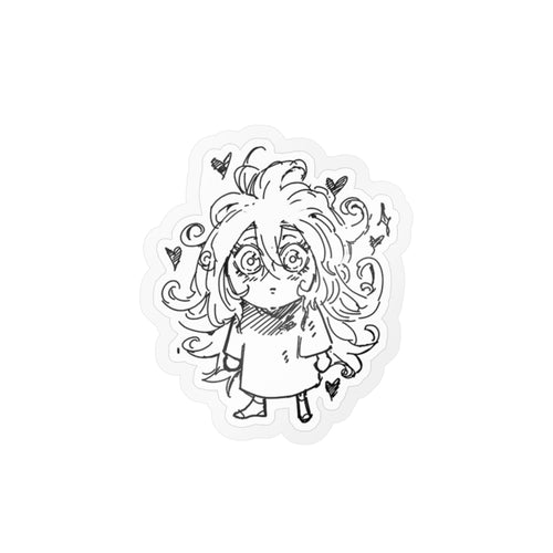 (Clear)Fluffy Red-Haired Chibi Girl Sticker by ; in3e sketch  | Kiss-Cut Vinyl Decal