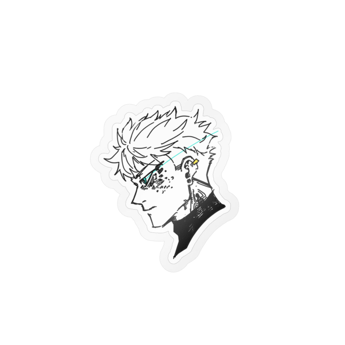 Anime Profile by; in3e sketch Kiss-Cut Vinyl Sticker — Stylized Headshot Decal for Laptops, Water Bottles & Windows