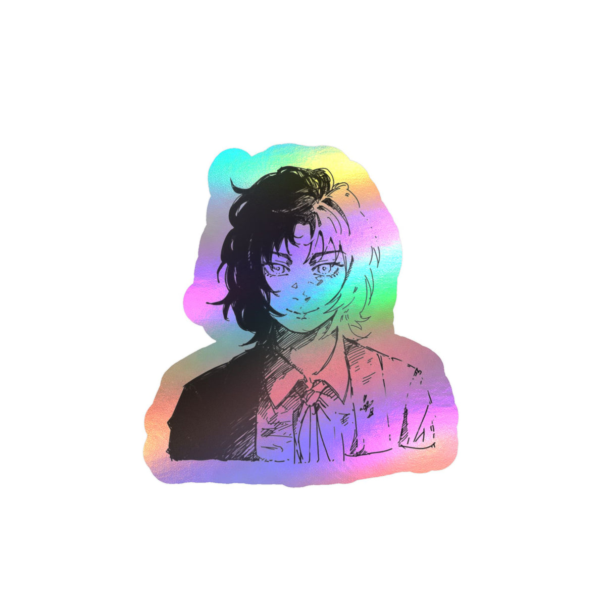 Anime Split-Face Character fanart by; in3e sketch Kiss-Cut Vinyl Sticker